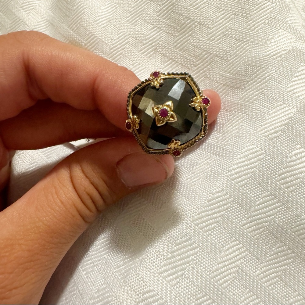 Michael Valitutti vintage victorian style ring black and pink 925 silver